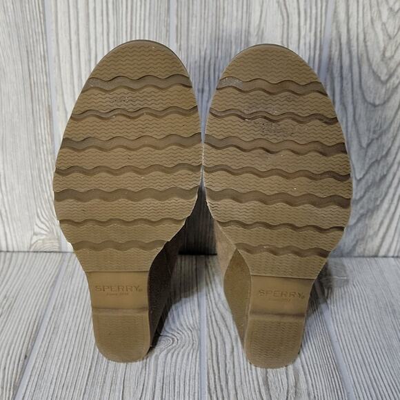 Sperry Top-Sider Stella Tan Wedge Leather Ankle Boots Womens 7.5 - Picture 7 of 13